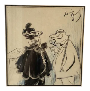 Original Louis Legrand Mixed Media "Cochon D' Avril"