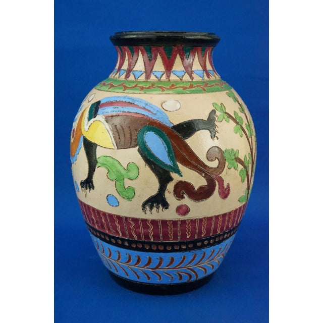 Brown Vintage Ceramic Vase with Dragons from Dante Milanis Factory, 1940s For Sale - Image 8 of 18