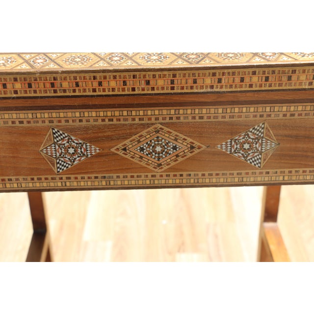 Mid 20th Century Vintage Moroccan Inlaid Nesting Tables | Moorish Geometric Side Tables Set of 3 For Sale - Image 5 of 18