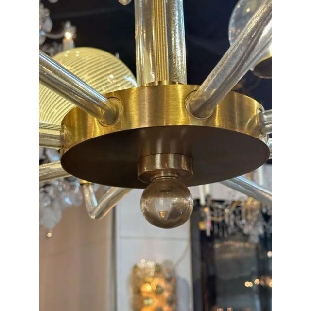 Modern Modern Murano Glass and Brass Globe Chandelier For Sale - Image 3 of 7