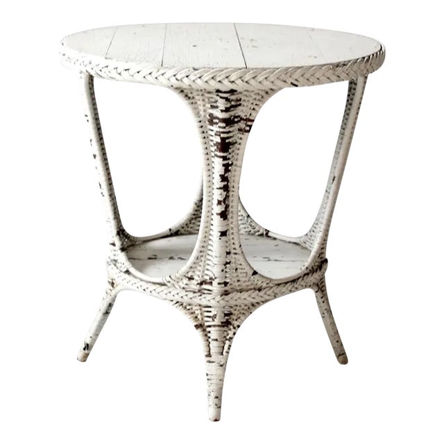 Antique White Wicker Table For Sale