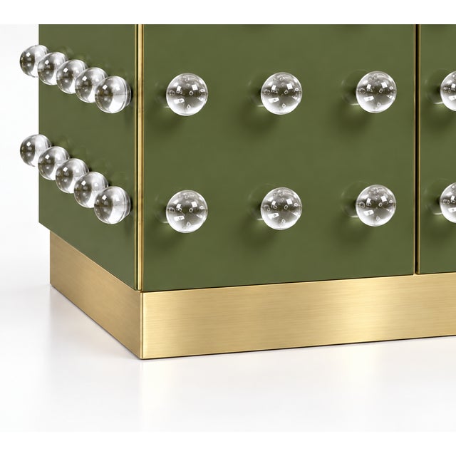 Not Yet Made - Made To Order Olive Green Murano Glass 90-Sphere Cabinet on Brass Plinth from Justfurnituress SRL For Sale - Image 5 of 8