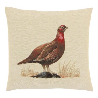 Red Grouse Light Tapestry Cushion With Feather Filler - 46x46cm (18"x18") For Sale