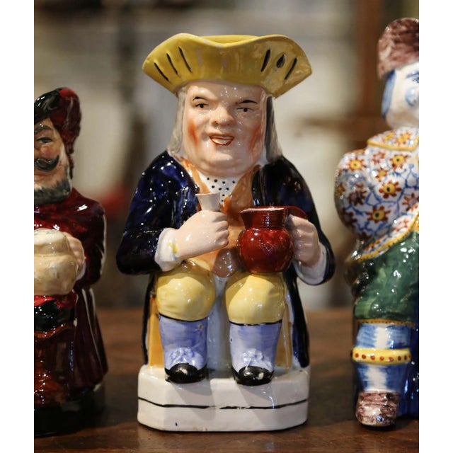 Late 19th Century 19th Century English and French Majolica Figural Pitchers, Set of 3 For Sale - Image 5 of 13