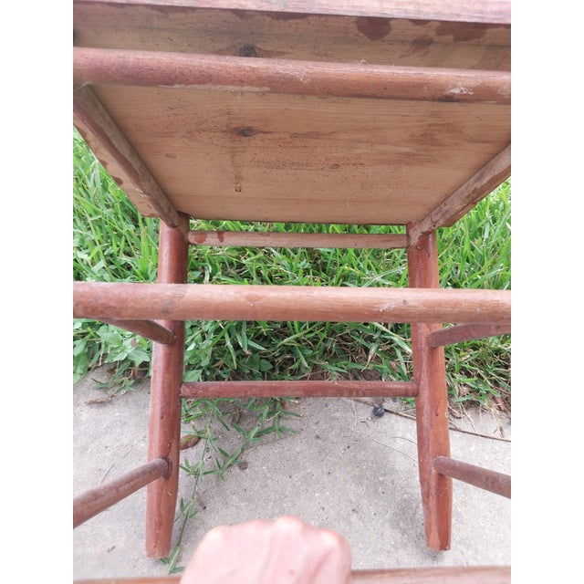 Antique Primitive Wooden 4-Slat Ladderback Accent Side Chair For Sale In New Orleans - Image 6 of 8