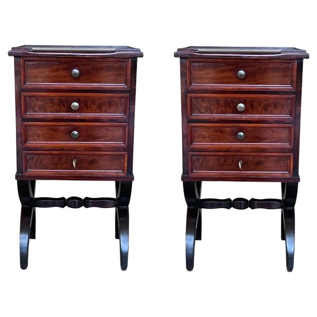 Antique Louis XV French for Drawers Nightstands With Lock, Set of 2 For Sale - Image 9 of 9