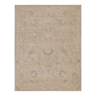 Rug & Kilim’s Oushak Style Rug in Beige-Brown and Gray With Floral Patterns For Sale