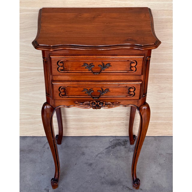 French French Bedside Tables with Cabriole Legs, 1950s, Set of 2 For Sale - Image 3 of 11