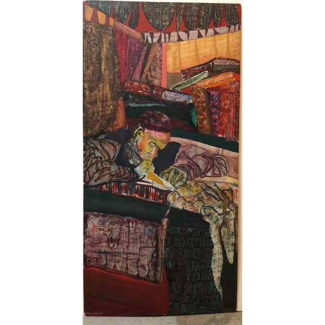 Paul Shimon, Mid Century Modernist Judaica Rabbi Scribe Painting Outsider Art For Sale - Image 4 of 4