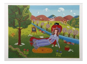 Gisela Fabian, Girl on Divan, Screenprint