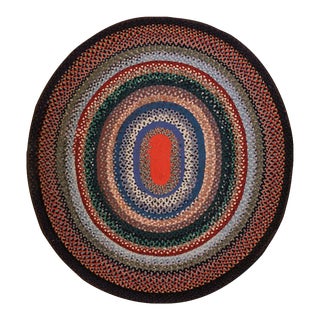 1930s American Round Braided Rug ( 7' X 7'6" - 213 X 229 ) For Sale