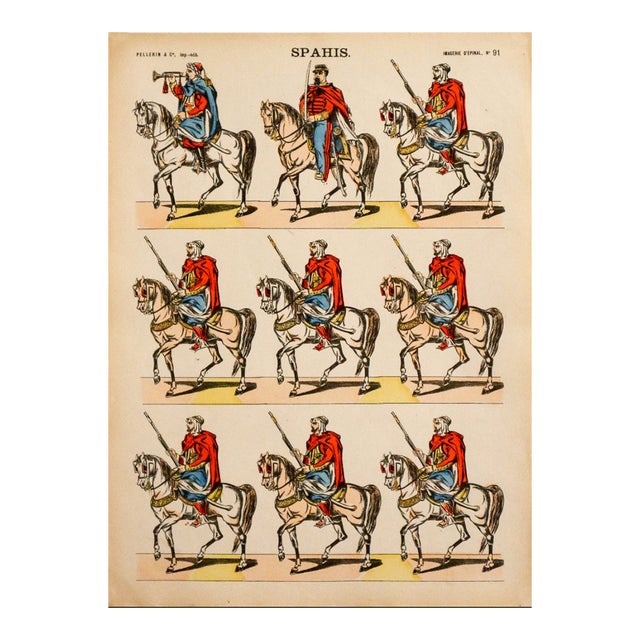 1880s - 1890s French Military Print - Imagerie d'Épinal #91 - Spahis For Sale