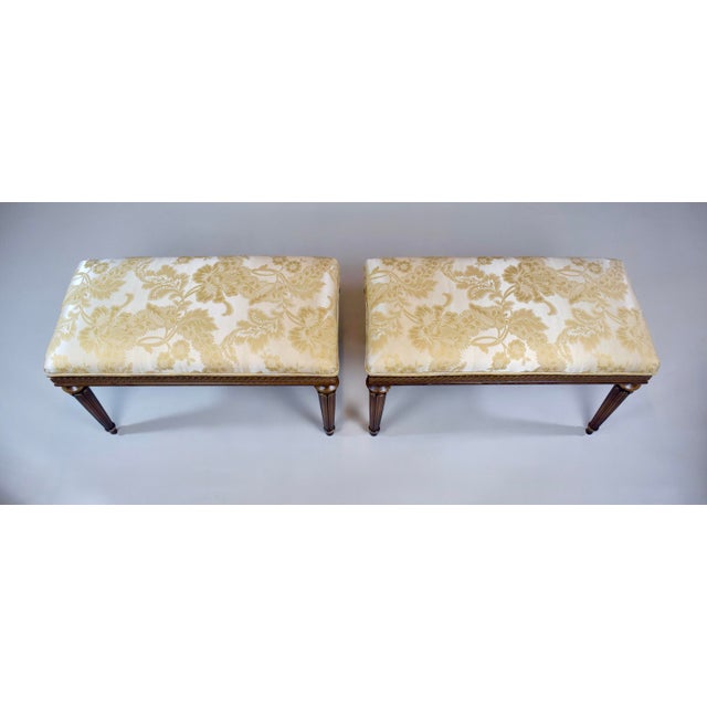 Louis XVI Style Benches After Baker Furniture, Giltwood & Silk, 1960s For Sale In Philadelphia - Image 6 of 13