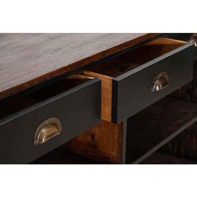 19th Century English Ebonised Mahogany & Pine Shop Counter, 1890s For Sale - Image 10 of 16