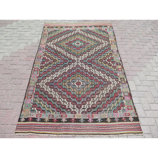 1960's Handmade Kilim Rug - 58" X 100" For Sale - Image 12 of 12