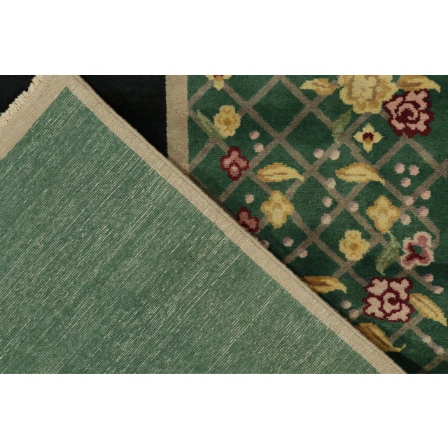Rug & Kilim Chinese Style Art Deco Rug in Black & Green with Colorful Florals - 12'x18' For Sale In New York - Image 6 of 7