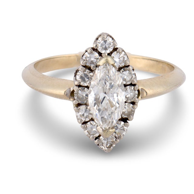 Contemporary Vintage Diamond 14k Yellow Gold Engagement Ring, Size 5.5 For Sale - Image 3 of 5