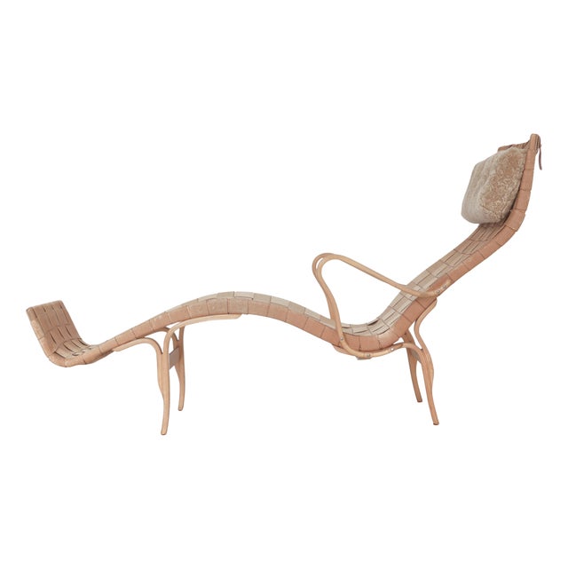 Pernilla Chaise Longue Chair with Saddle Girths attributed to Bruno Mathsson, 1964 For Sale