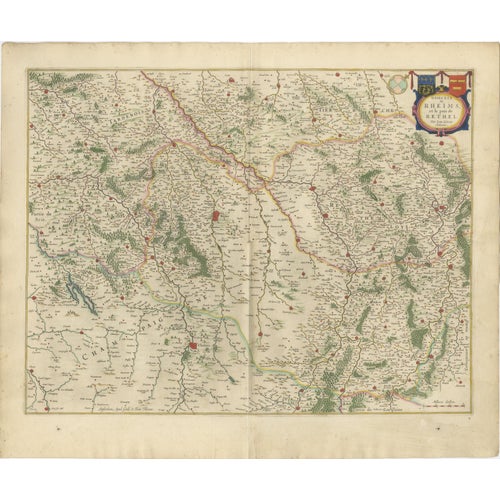 Antique Map of Reims and Rethel from Blaeu, France, 1642 For Sale