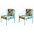 Pair of Wrought Iron Turquoise Lounge Chairs with Outdoor Geometrical Fabric For Sale - Image 16 of 18