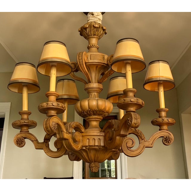 Antique Gustavian Style Swedish Beechwood Chandelier.