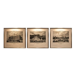 Paris & Versailles Views: Louvre, St Cloud, Versailles, Engravings, 1855, Set of 3 For Sale