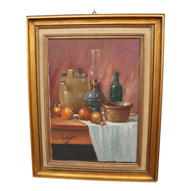 Dead Nature, 1970s, Oil on Canvas and Wood, Framed For Sale