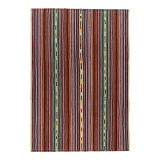 1950s Vintage Chaput Kilim in Multicolor Stripe Patterns For Sale