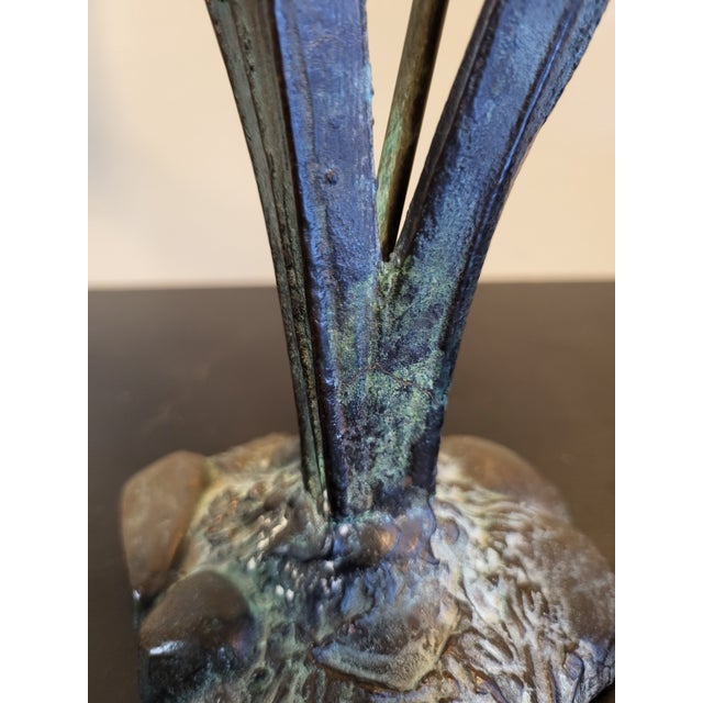 1970s Bronze Metal Hummingbird Flower Sculpture For Sale - Image 12 of 17