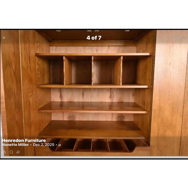 Wood 1970s Henredon Artefacts Campaign-Style Mid-Century Oak Armoire For Sale - Image 7 of 8