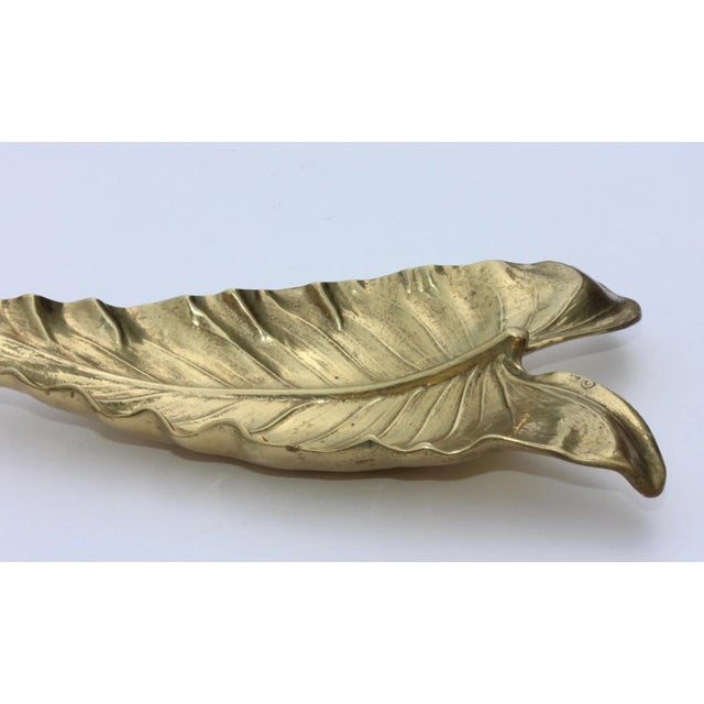 Virginia Metalcrafters Large Calla Lily Brass Leaf Tray For Sale - Image 9 of 11