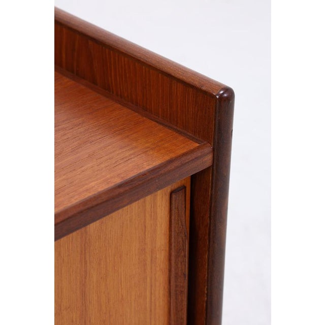 Brown Vintage Teak Chest of Drawers with Sliding Doors, 1960s For Sale - Image 8 of 14