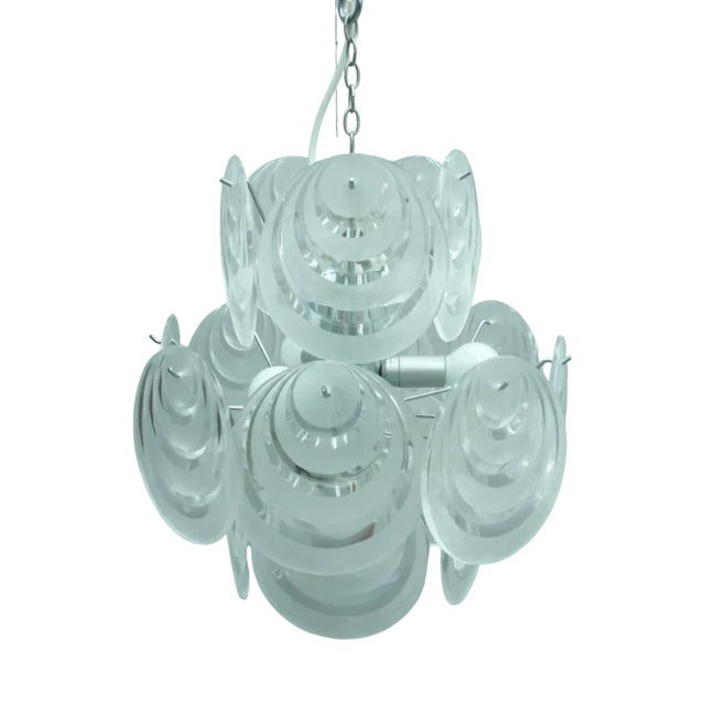 Mid-Century Italian Acrylic Glass and Chrome Pendant Lamp, 1960s For Sale