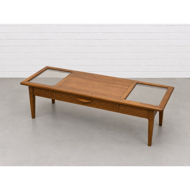 Mid-Century Modern Mid Century Modern Walnut + Smoked Glass Coffee Table by Lane Furniture For Sale - Image 3 of 8