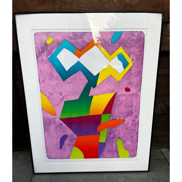 1990s 1990s Contemporary Signed Colorful Abstract Lithograph For Sale - Image 5 of 12