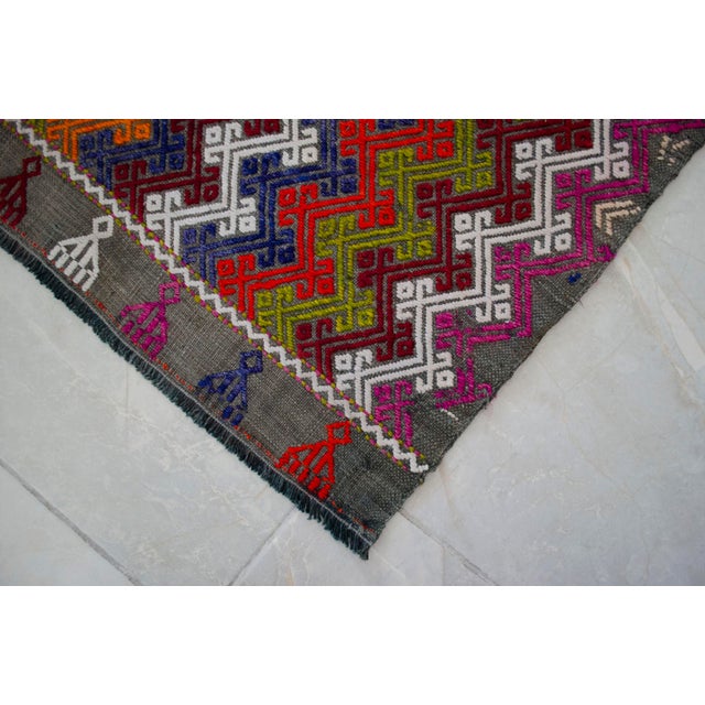 Hand-Made Braided Turkish Kilim Rug Jajim Handwoven Wool Entryway Door Mat 2x3 Ft Approx For Sale - Image 10 of 12