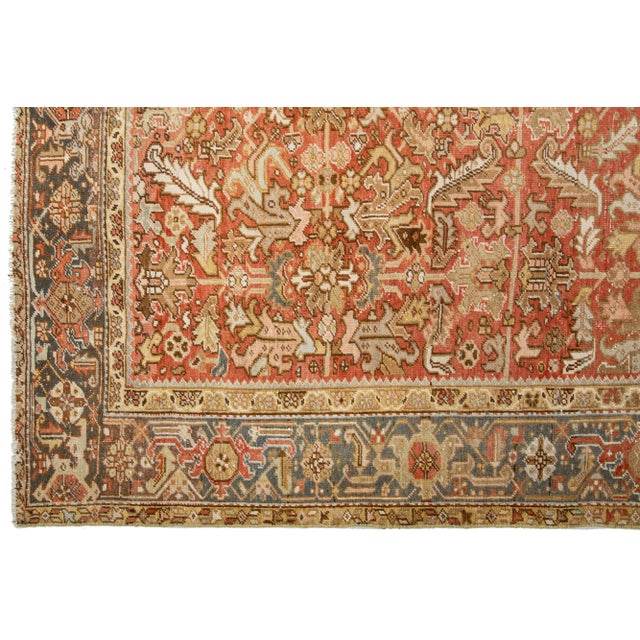 1920s Allover Antique Persian Heriz Wool Rug in Rust Color From the 1920s For Sale - Image 5 of 9