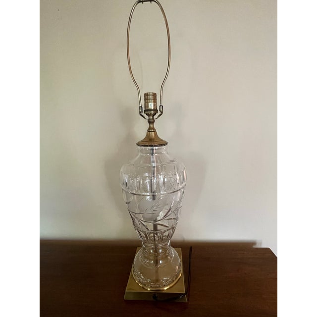 Late 20th Century Wildwood Crystal and Brass Lamp With Leaf and Vine Motif For Sale - Image 11 of 12