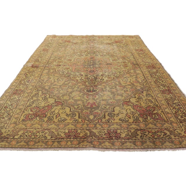 Rustic Mid 20th Century Vintage Turkish Sivas Rug - 04'10 X 07'06 For Sale - Image 3 of 9