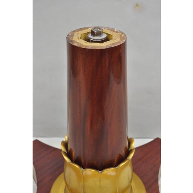 Traditional Vintage French Regency Style Mahogany & Gold Gilt Plume Table Pedestal Base (B) For Sale - Image 3 of 17