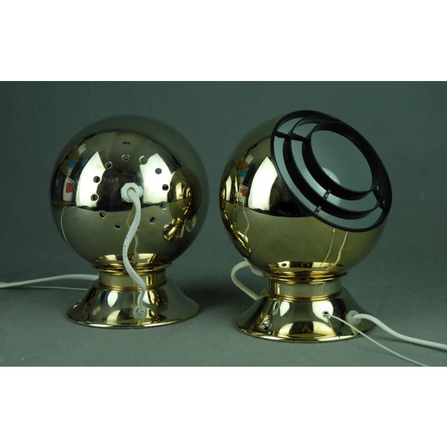 24 Carot Gold-Plated Magnetic Eyeball Wall Lamps from Abo Rangers, Denmark, Set of 2 For Sale - Image 4 of 15