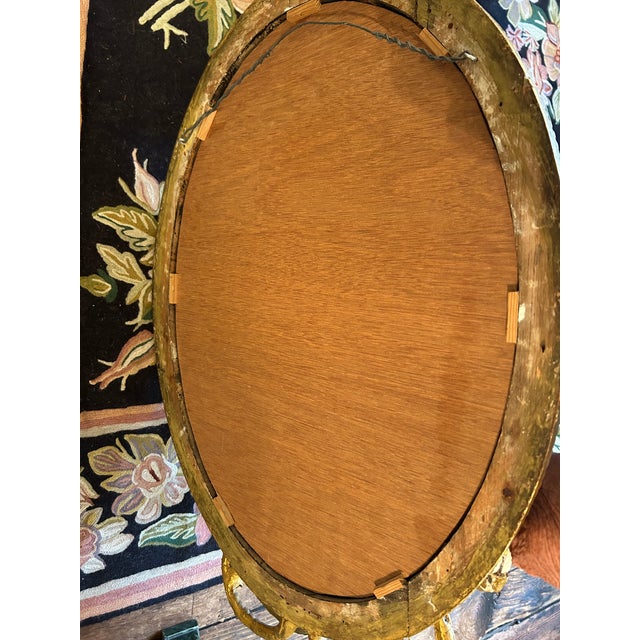 Italian Giltwood Oval Antique Mirror For Sale - Image 18 of 18