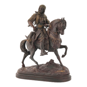Emile Guillemin Antique French Spelter Sculpture – Le Cavalier Arabe (The Arab Rider)