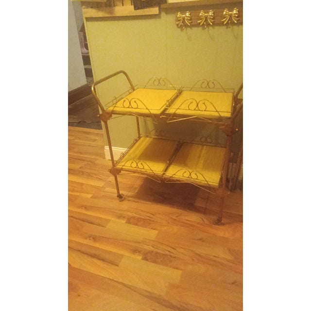 Vintage Cesare Lacca Style Rolling and Folding 2-Tier 4-Tray Bar Cart / Tea Cart For Sale - Image 17 of 17