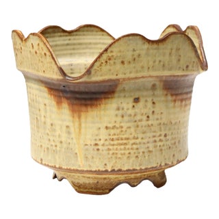Vintage Ochre Studio Pottery Square Planter by Deanna Nichols For Sale