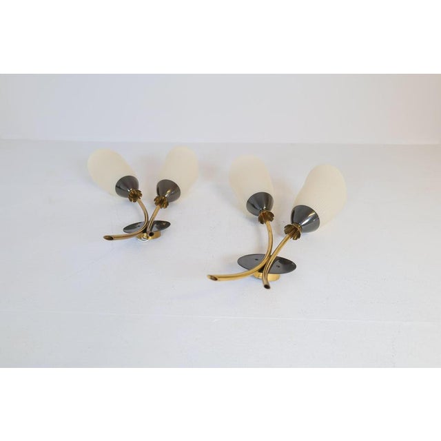 Mid-Century Brass and Opaline Wall Lamps from ASEA, Sweden, 1950s, Set of 2 For Sale - Image 6 of 16