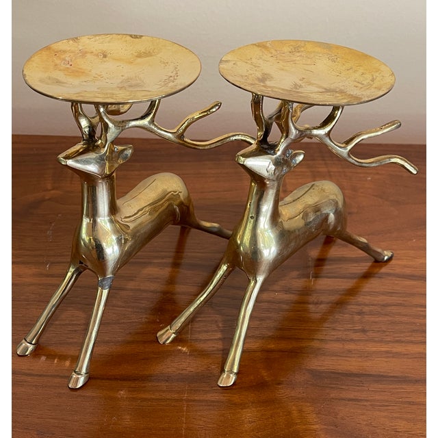 Vintage Brass Deer Candle Holders - A Pair For Sale In Naples, FL - Image 6 of 8