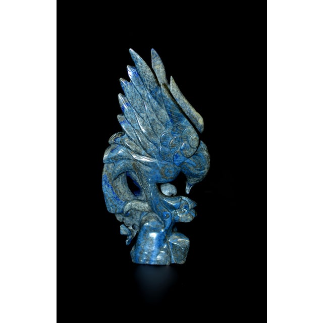 Natural Lapis Eagle Sculpture Genuine Lapis Lazuli For Sale - Image 11 of 13