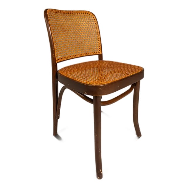 Single Patinaed Bentwood Prague Model 811 Side Chair by Josef Frank for Stendig W/ Original Cane Seat & Back, Poland, C. 1960s For Sale