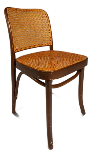 Single Patinaed Bentwood Prague Model 811 Side Chair by Josef Frank for Stendig W/ Original Cane Seat & Back, Poland, C. 1960s